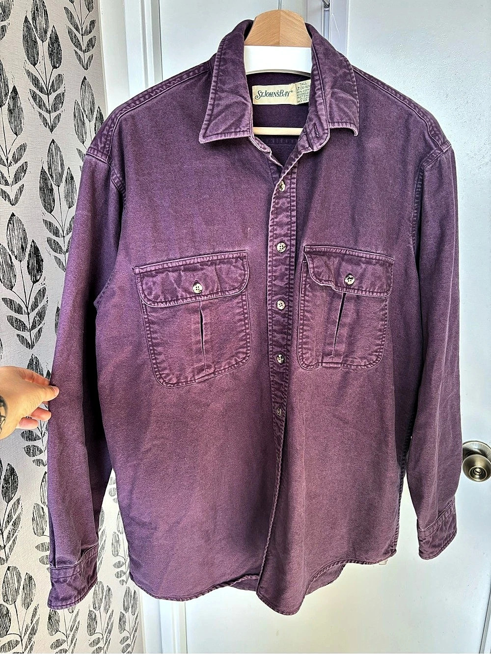 St. John's Bay Purple Cotton Button Down Size Large